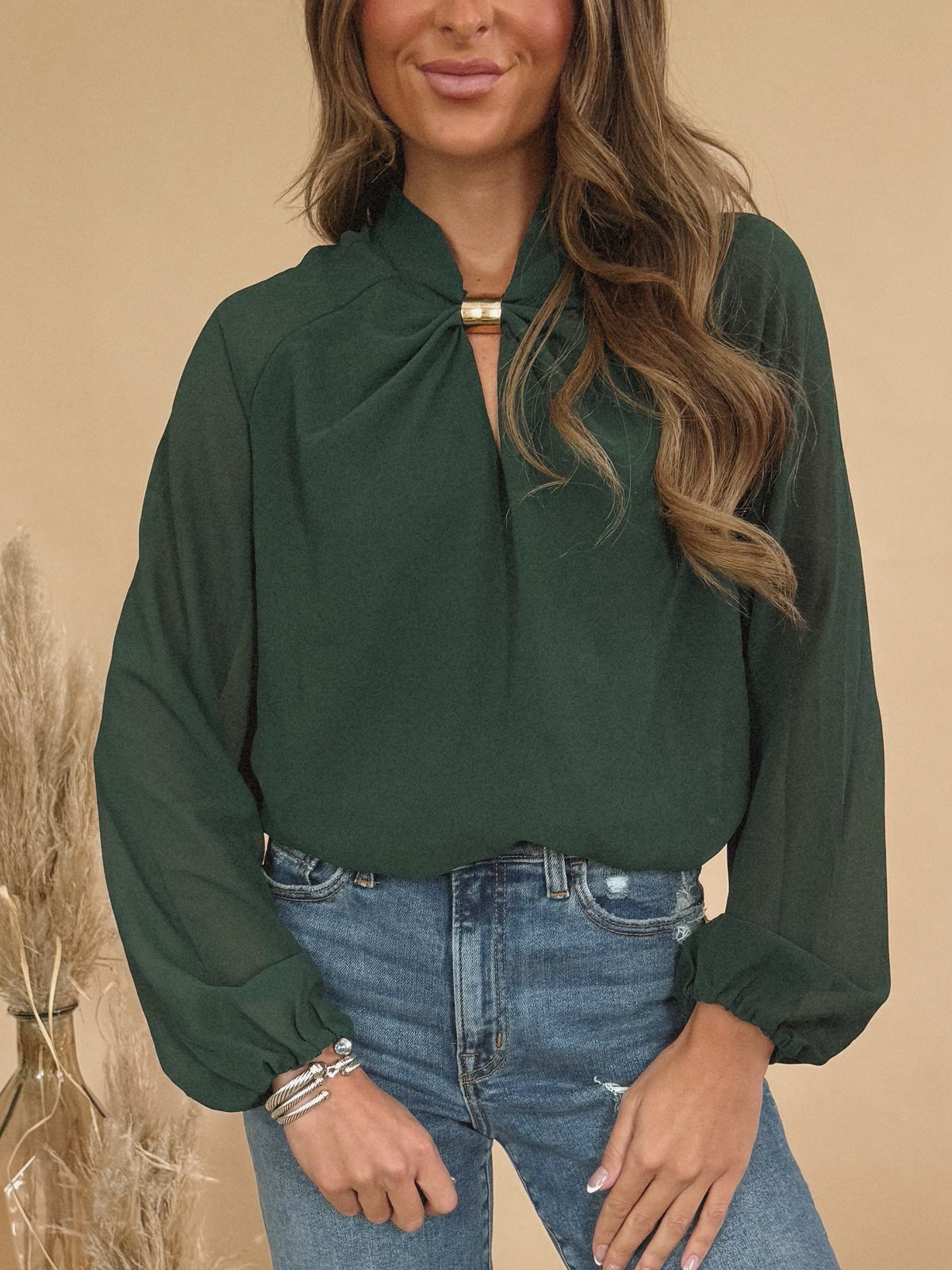 Rylie Top in Hunter Green