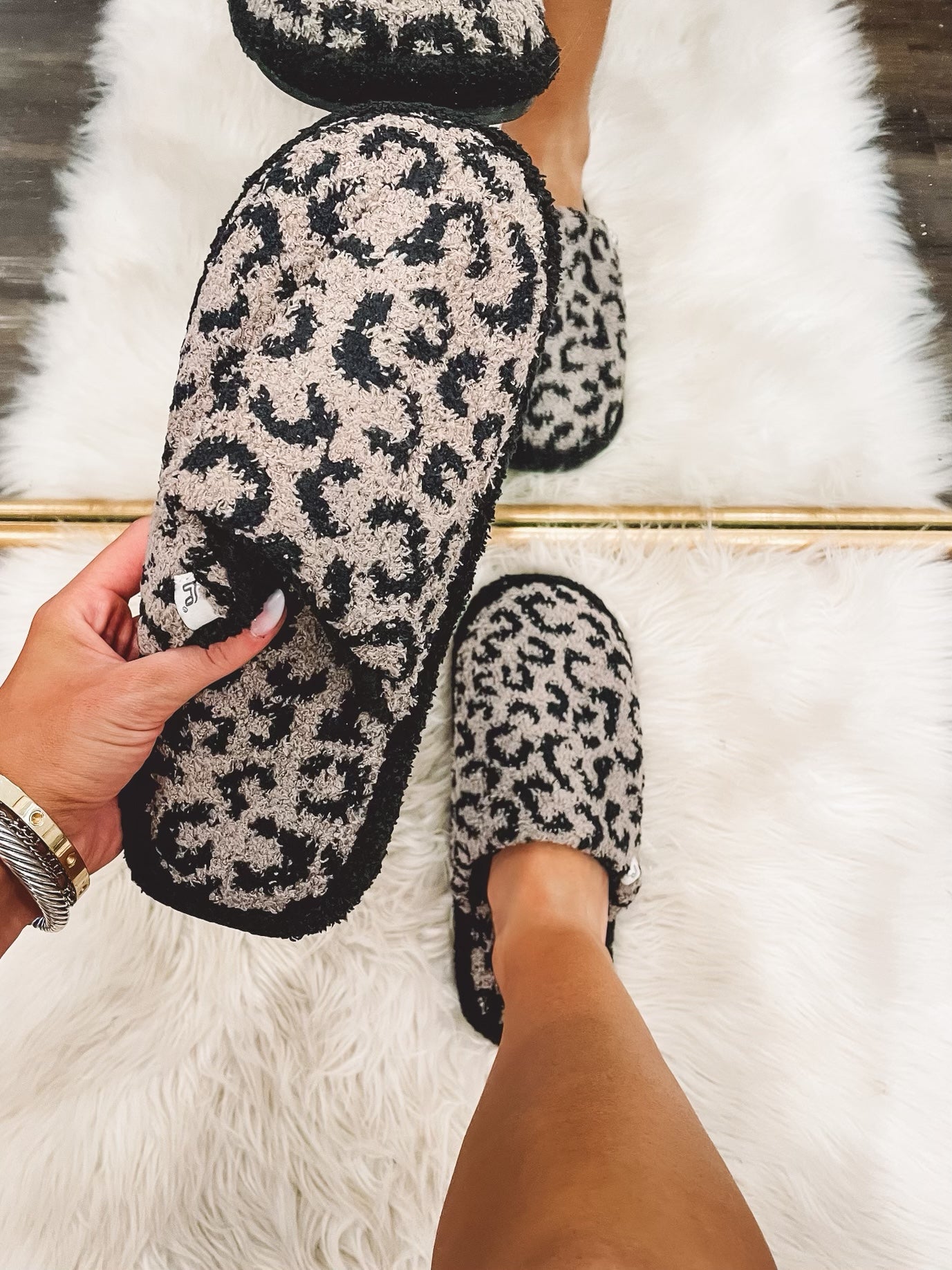 Coffee Leopard Cozy Slippers