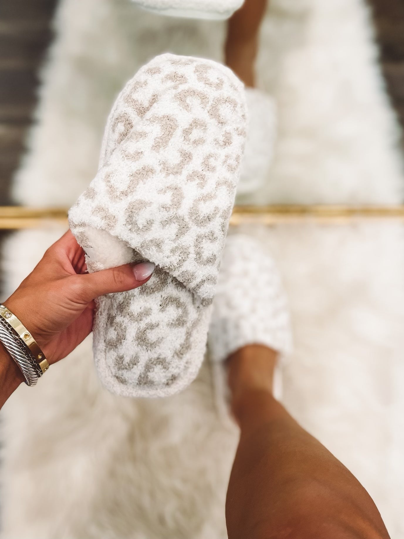 Beige Leopard Cozy Slippers
