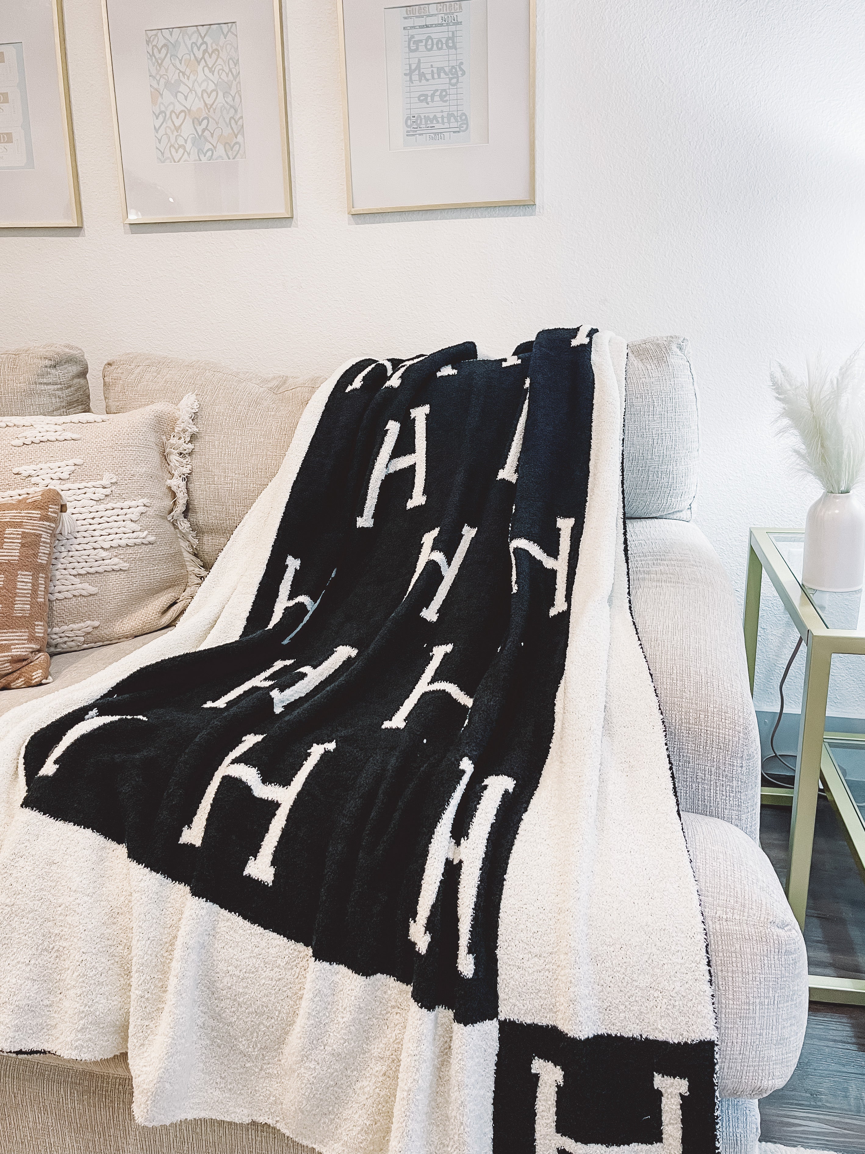 Black H Print Blanket