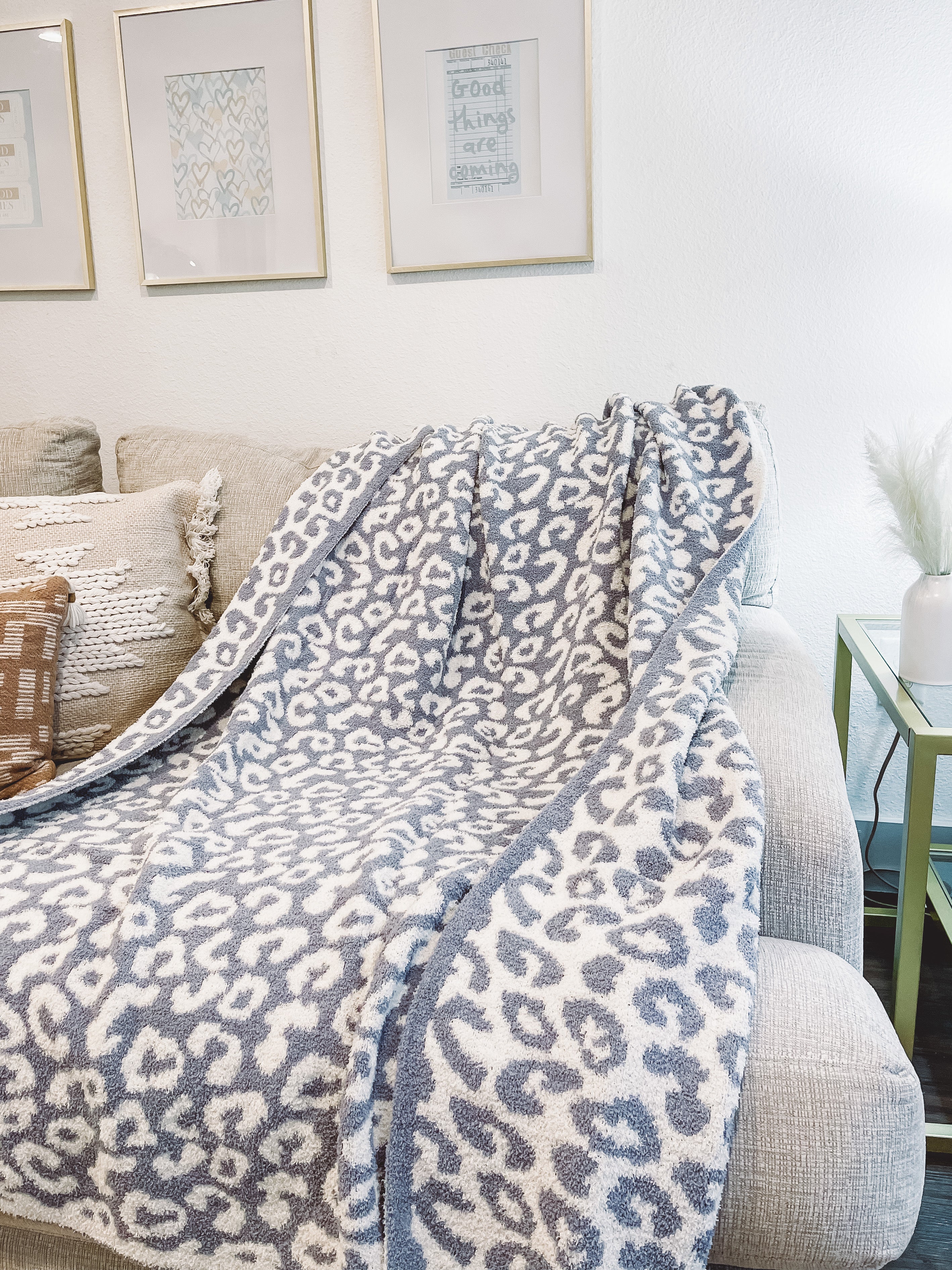 Leopard Print Blanket in Blue