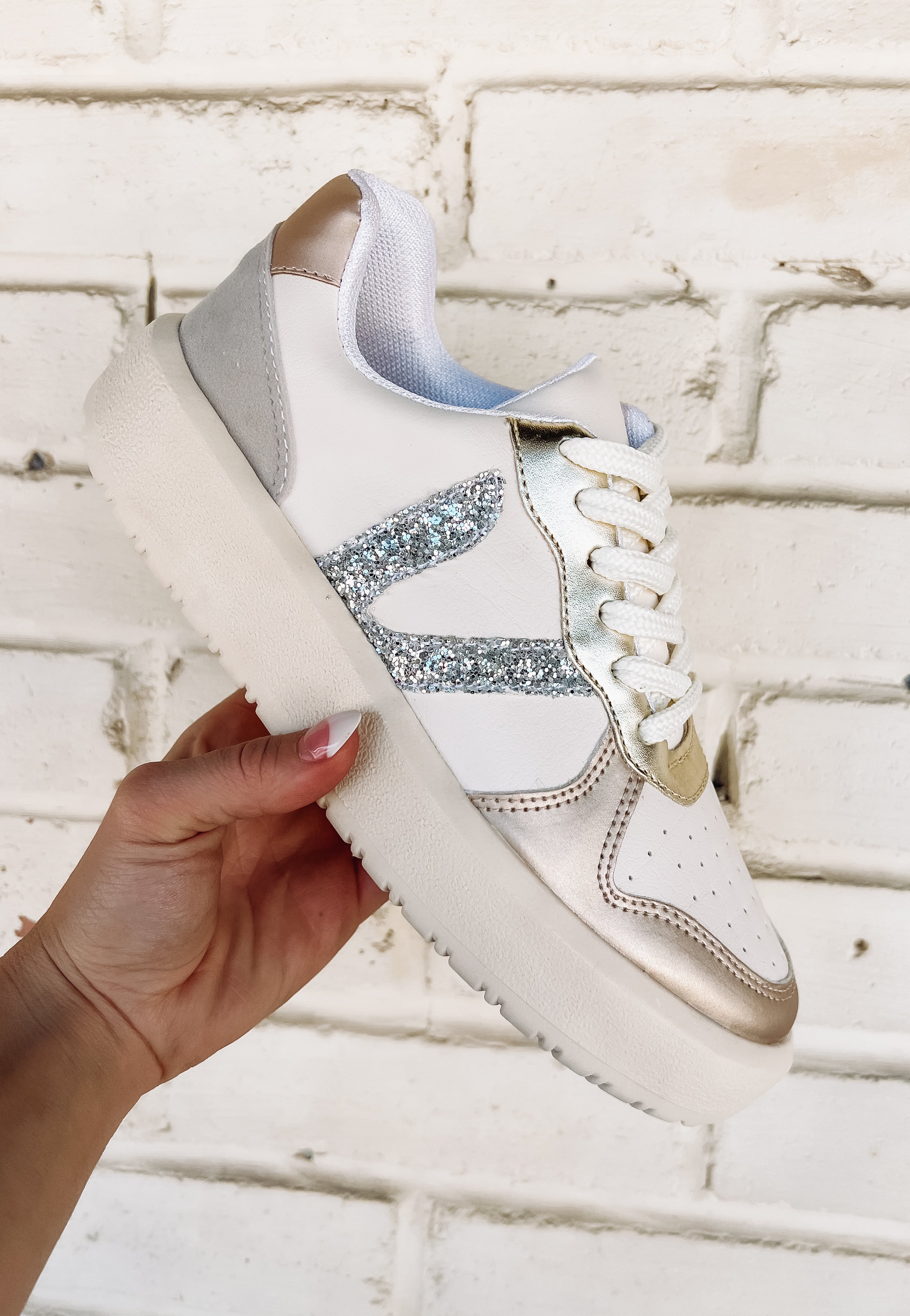 Ivy Sneaker in Silver & Gold