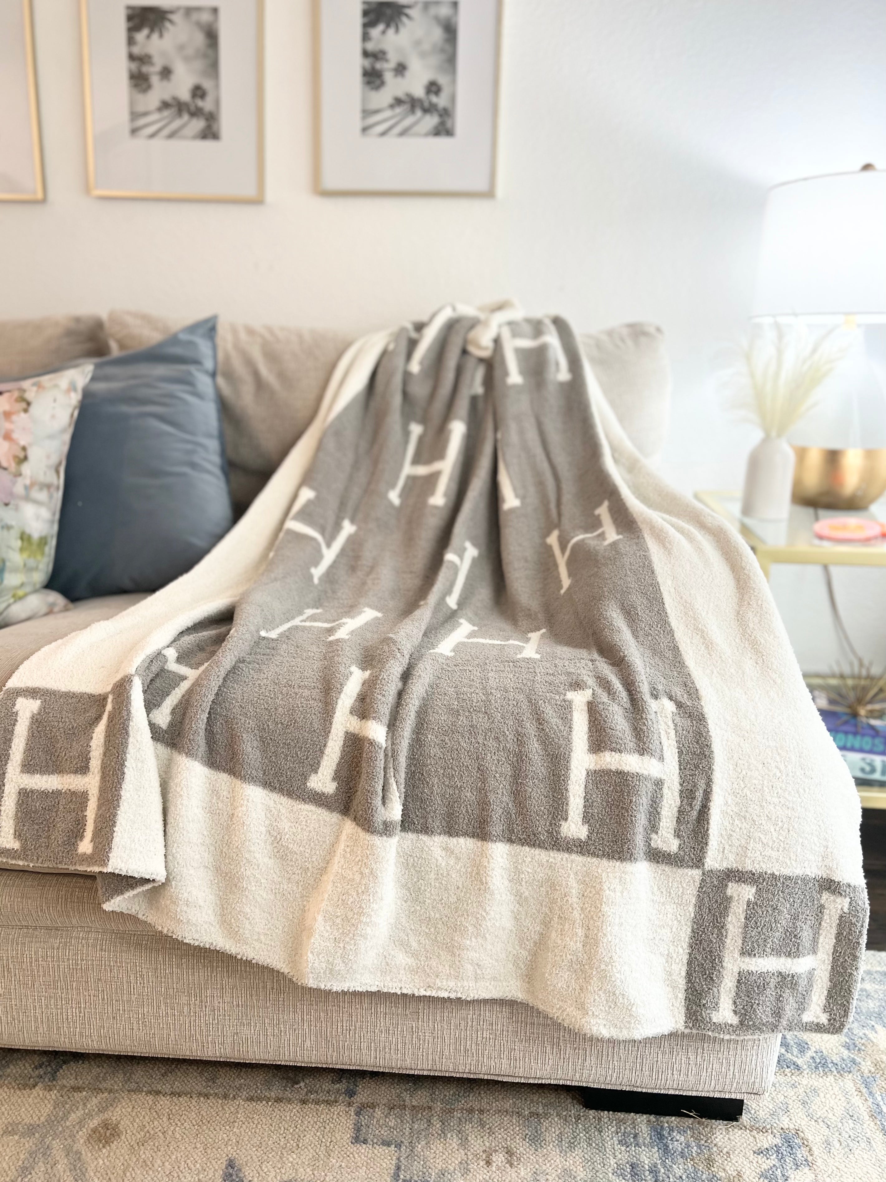 Gray H Print Blanket