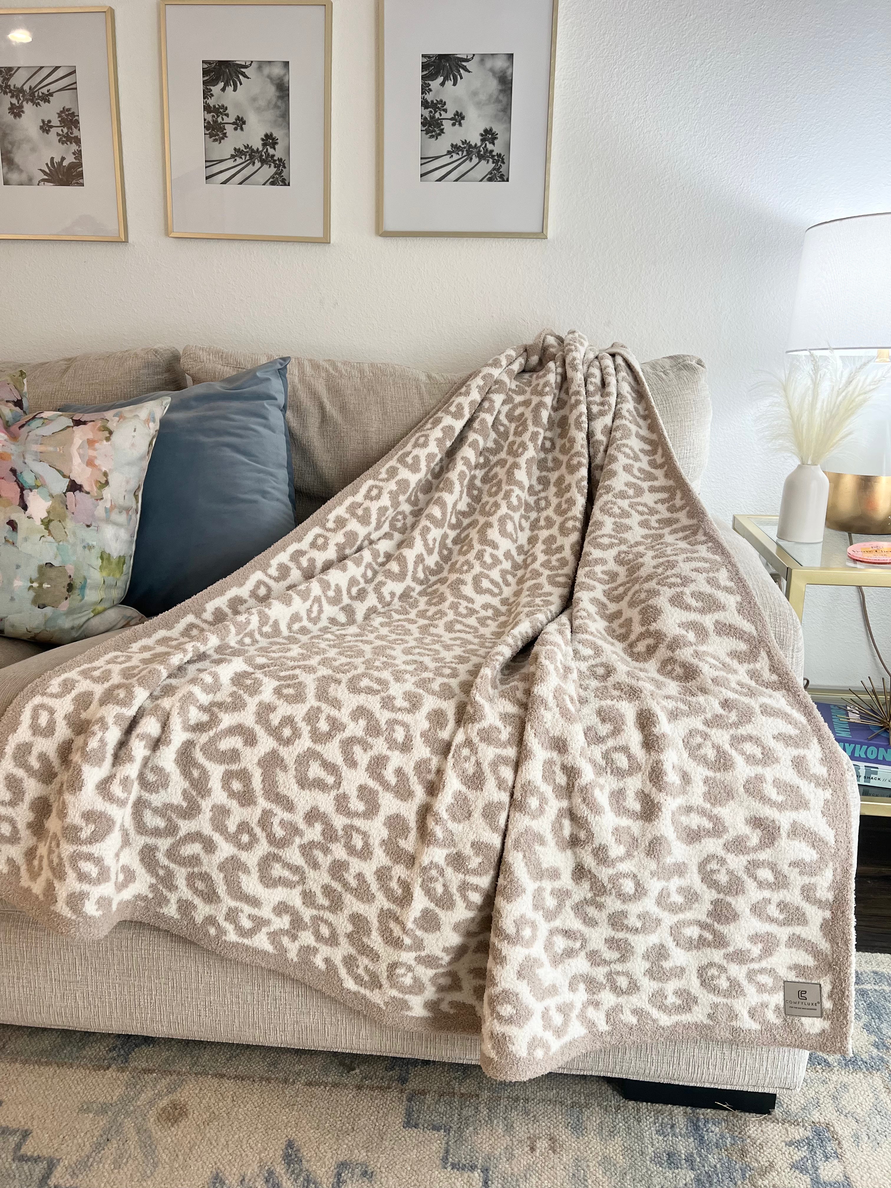 Leopard Print Blanket in Beige