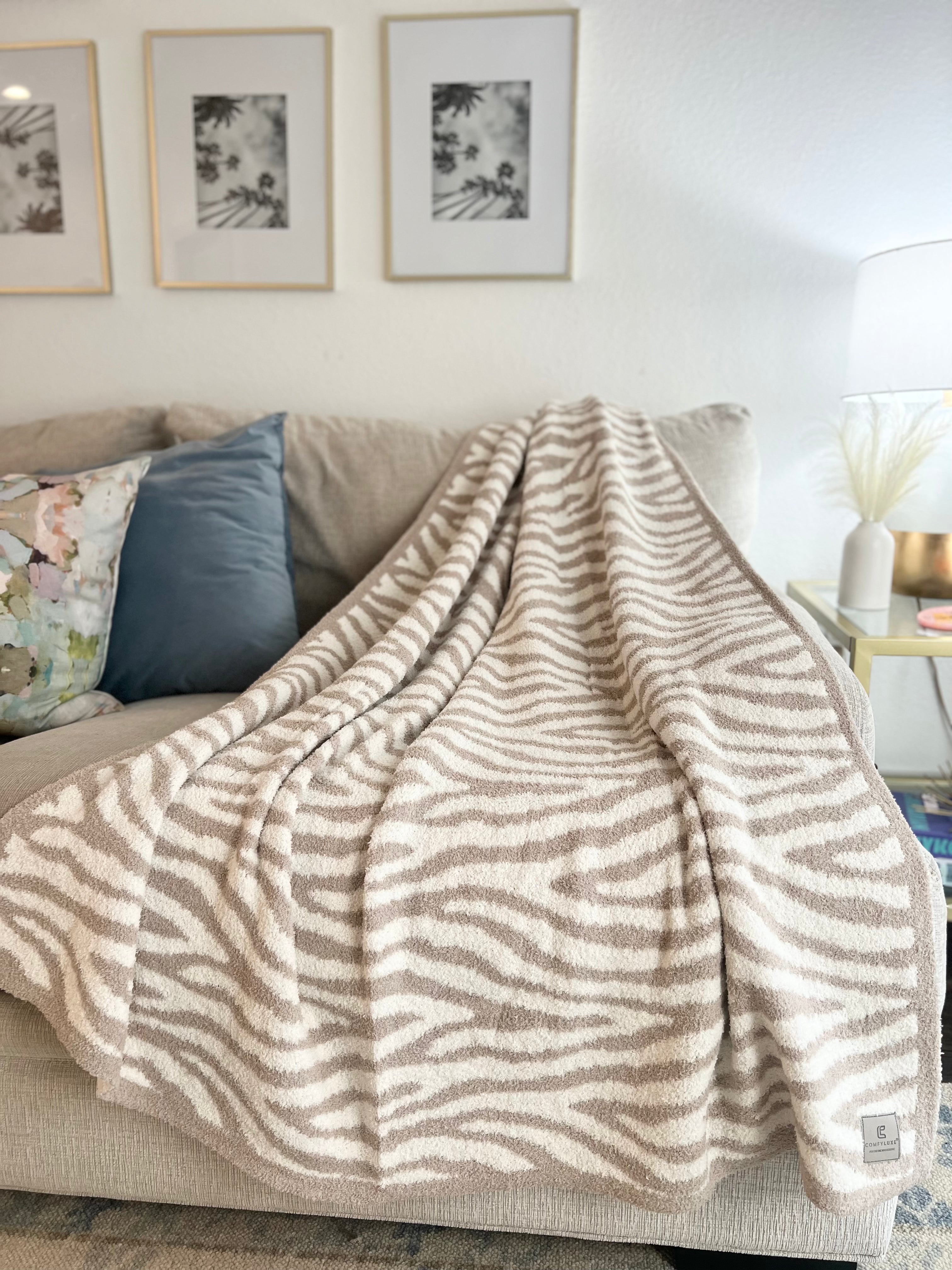 Zebra Blanket in Beige