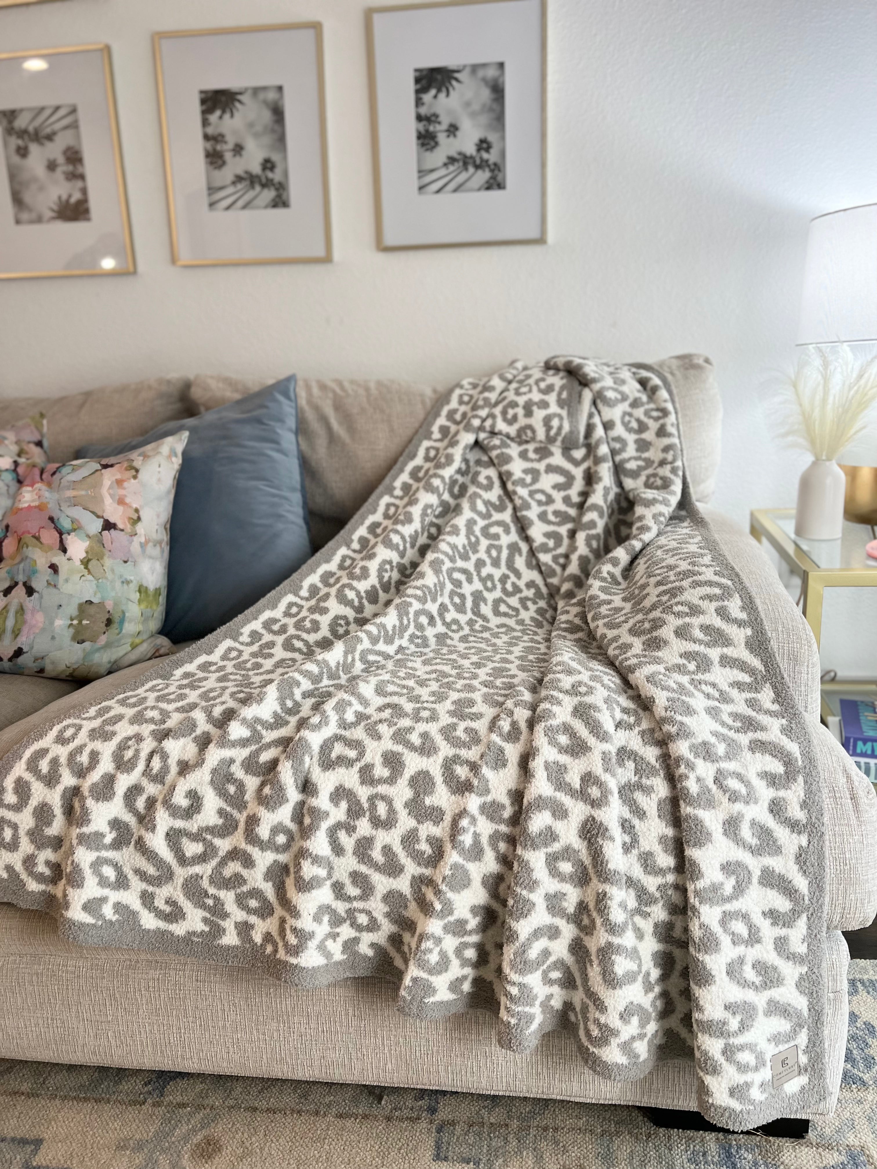 Leopard Print Blanket in Gray