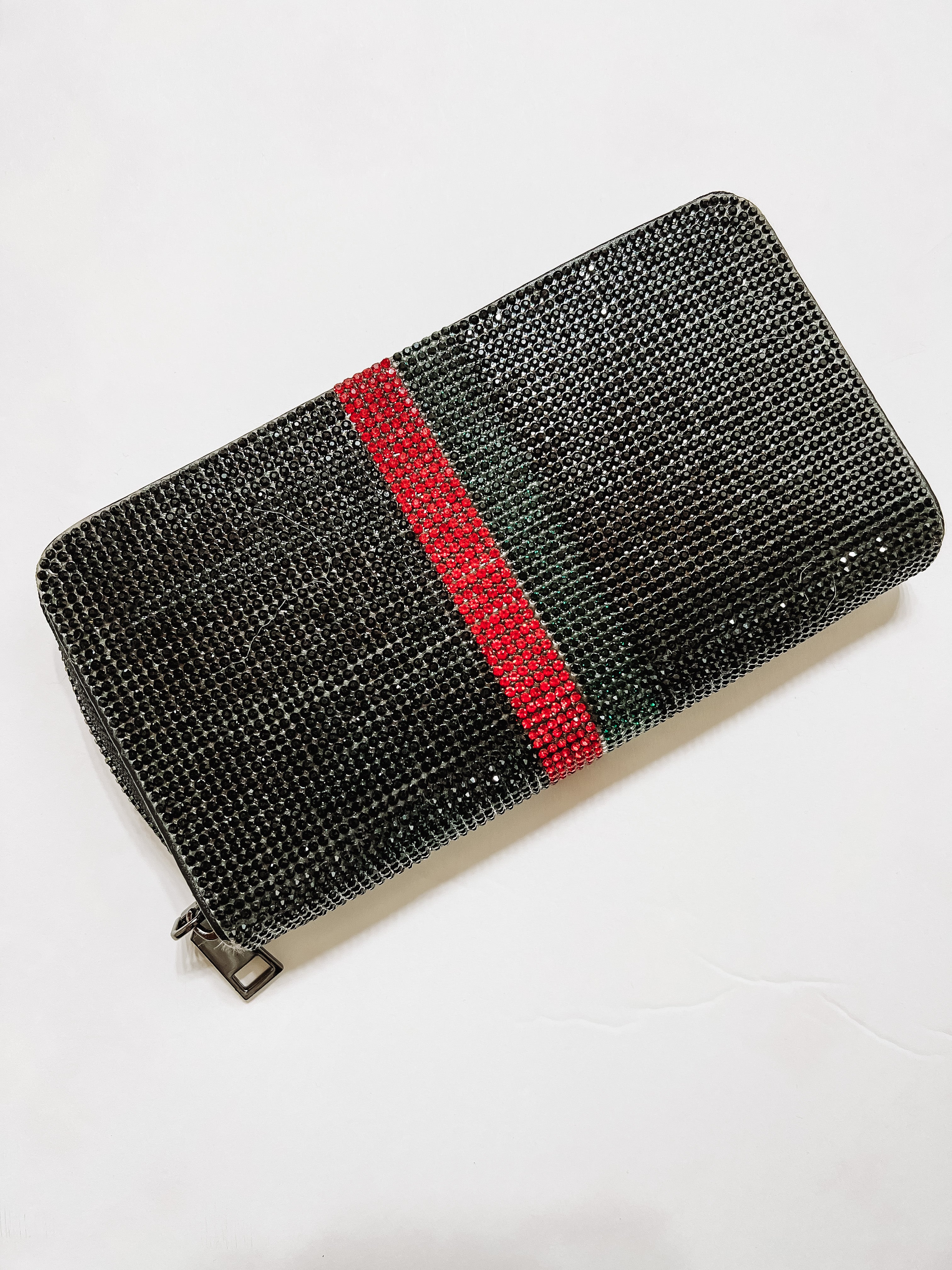 Rhinestone Wallet in Black
