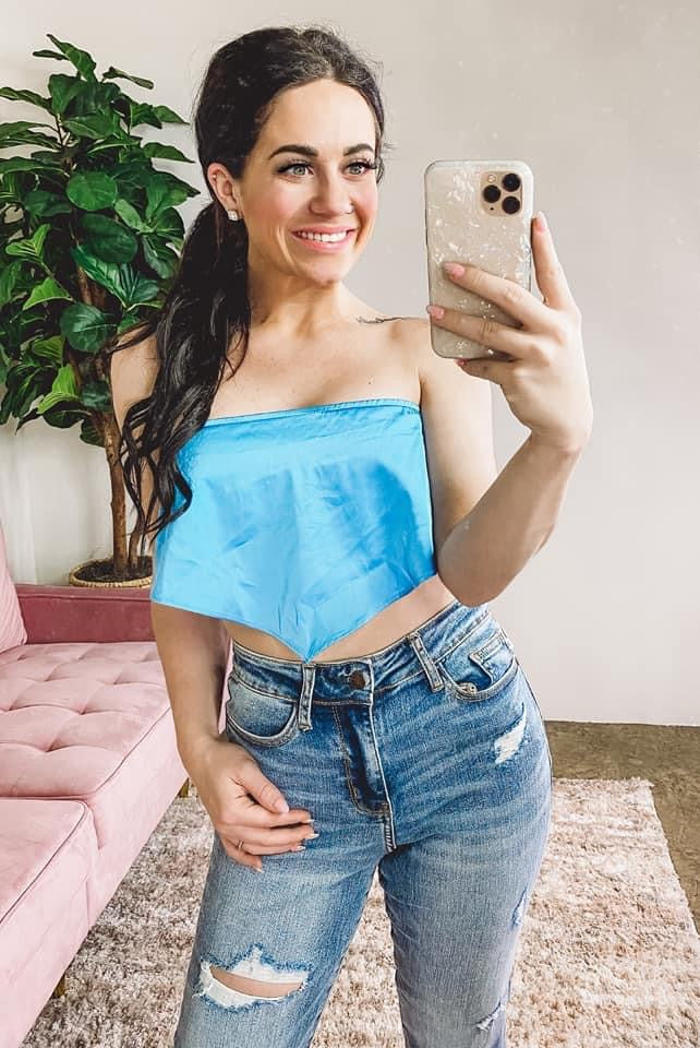 Blue Bandana Crop