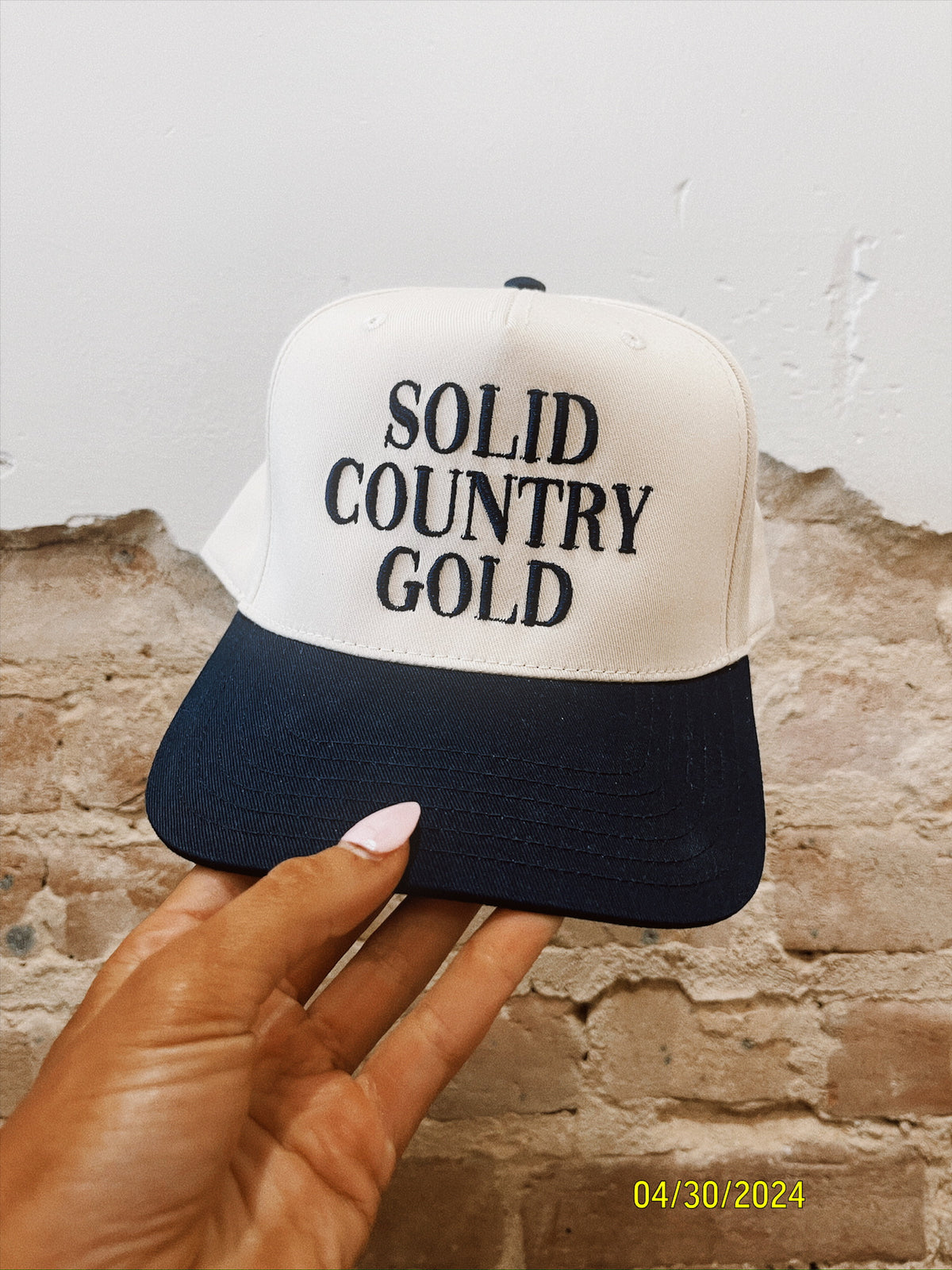 Country Gold Trucker Hat in Navy