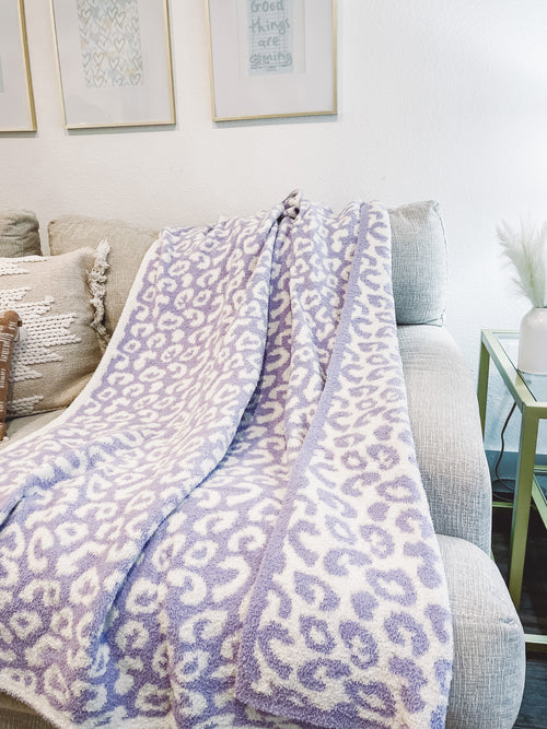 Leopard Print Blanket in Lavender