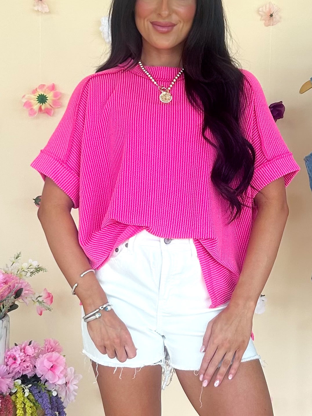 Sara Top in Hot Pink