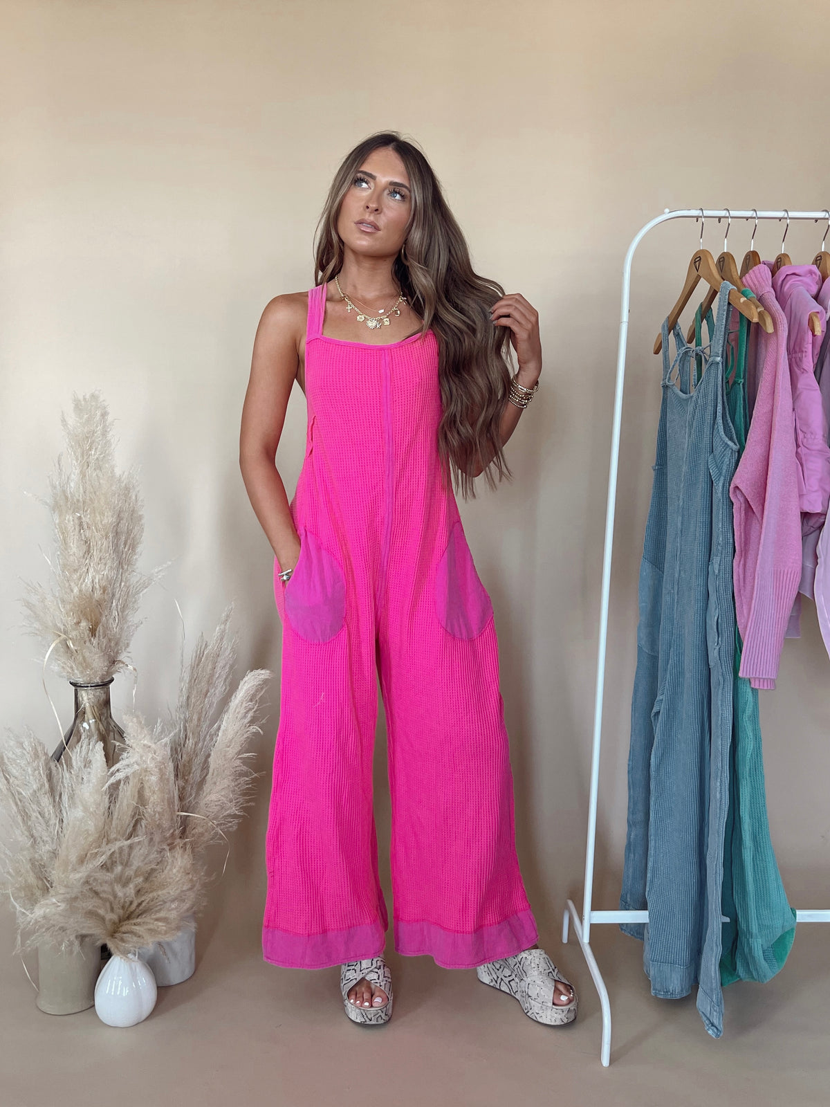 Rhea Jumpsuit in Fuchsia