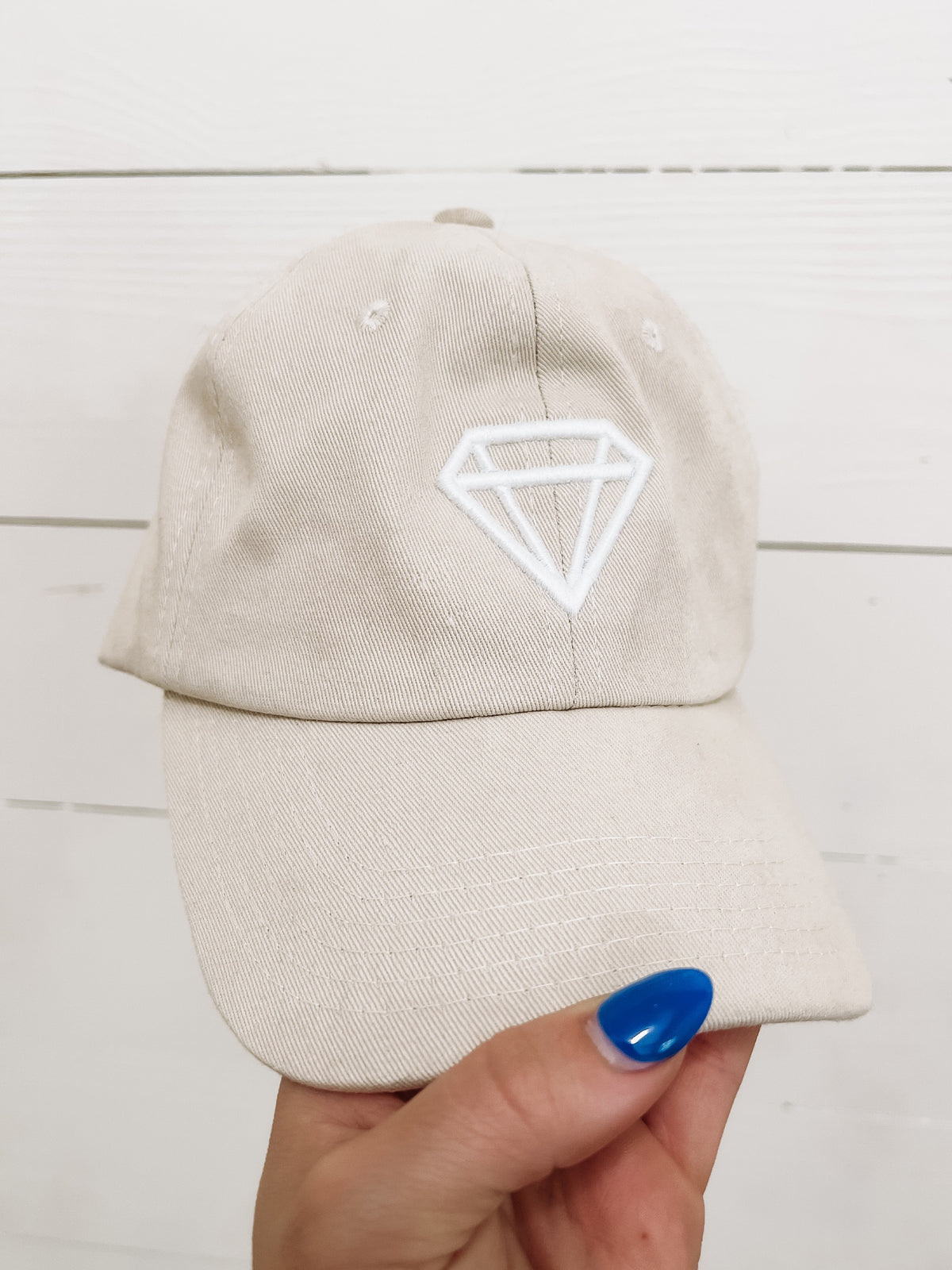 Diamond Puff Logo Hat in Beige