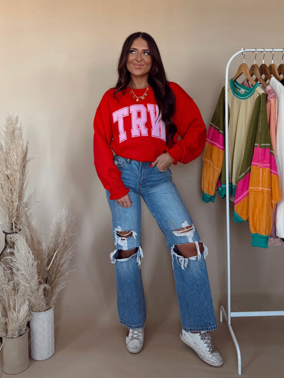 TRW Puff Logo Sweatshirt in Red