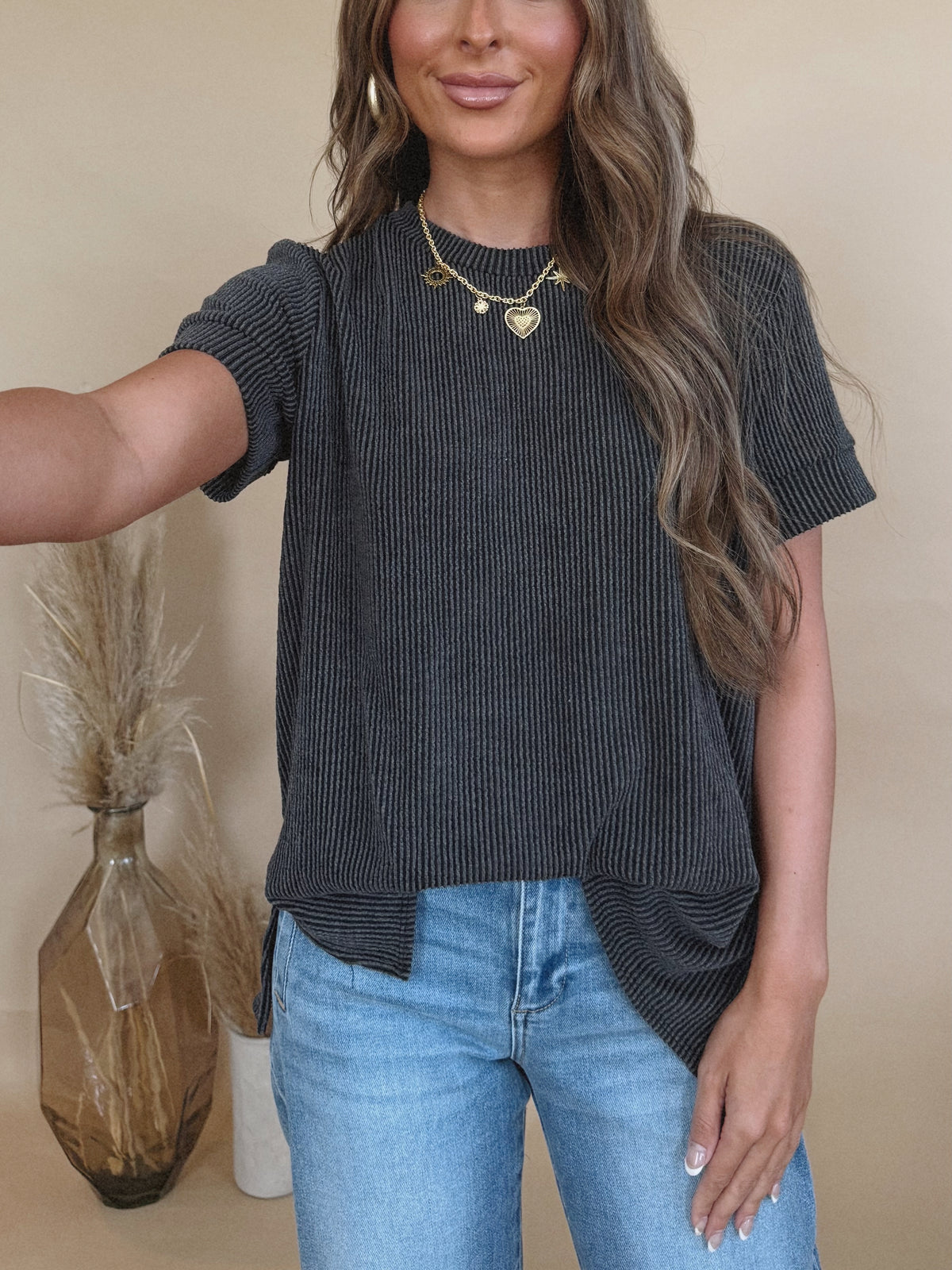 Delina Top in Charcoal