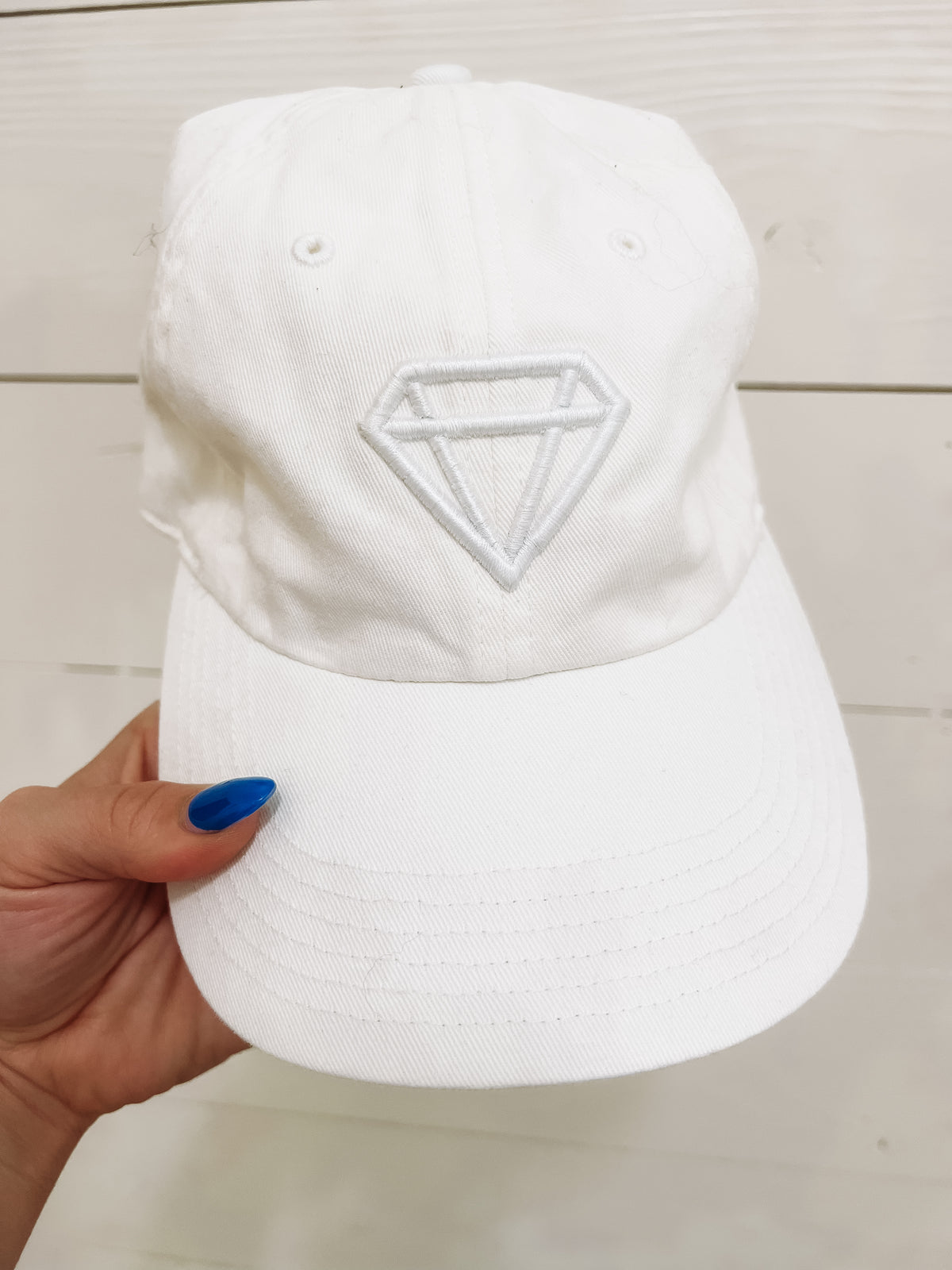 Diamond Puff Logo Hat in White