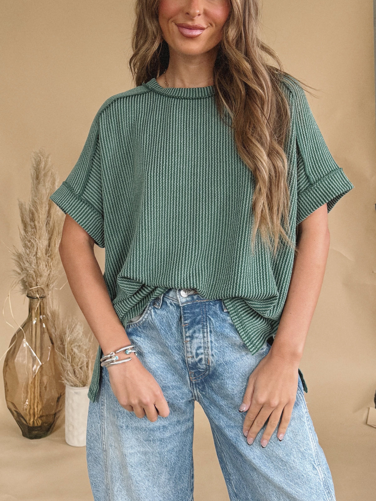 Elowen Top in Hunter Green