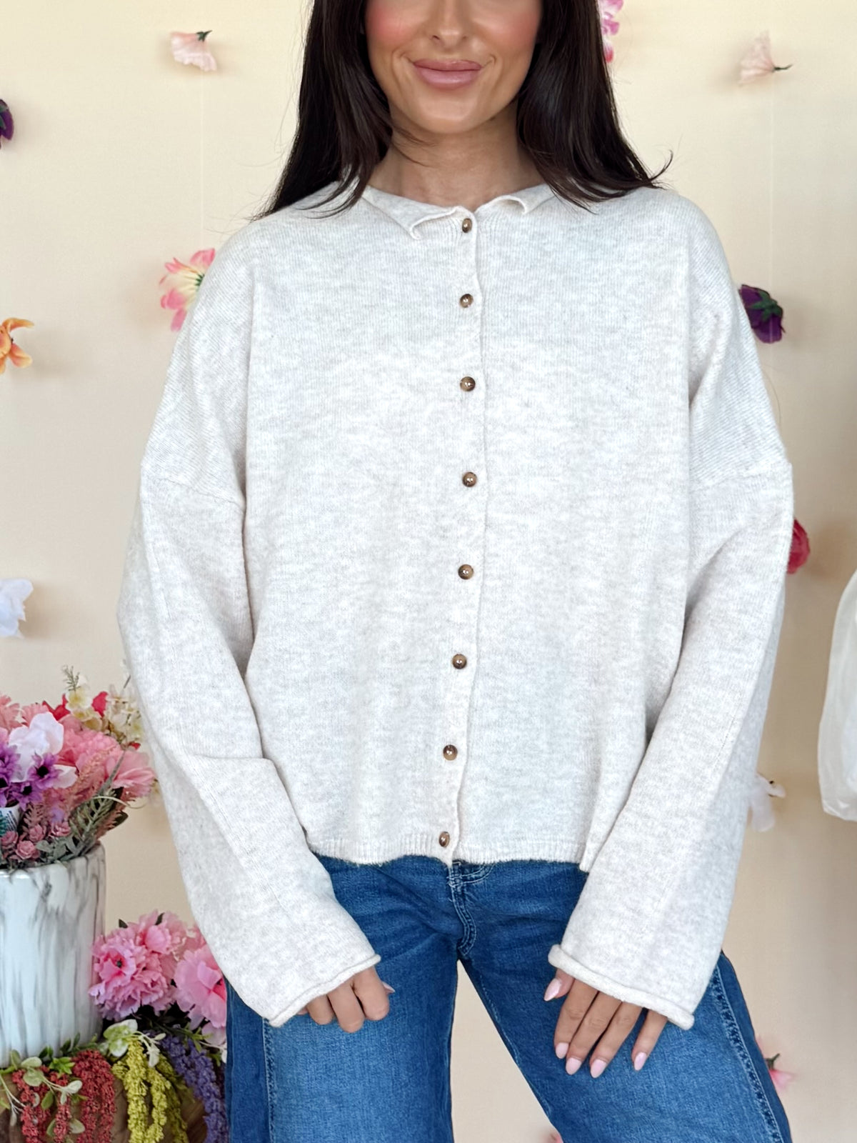 Ash Cardigan in Heather Beige