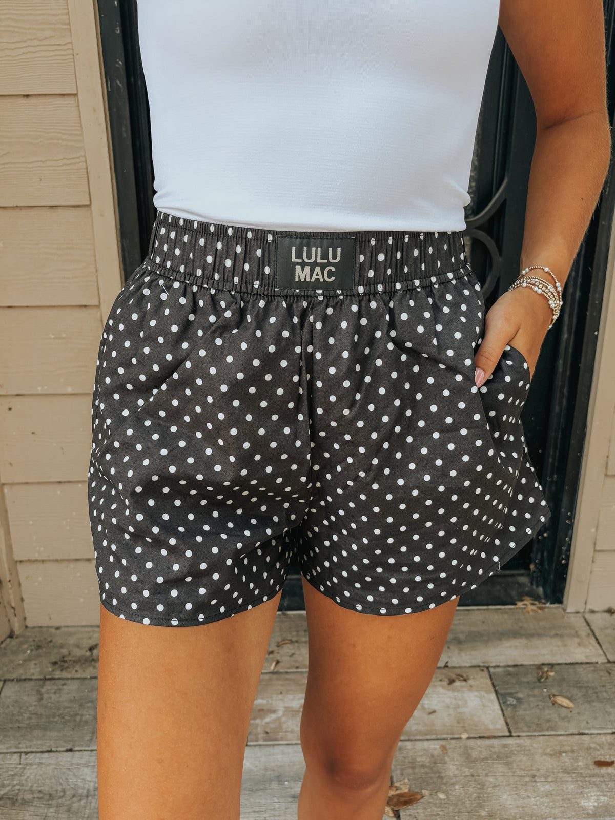 Jasmine Shorts in Black Polka Dot