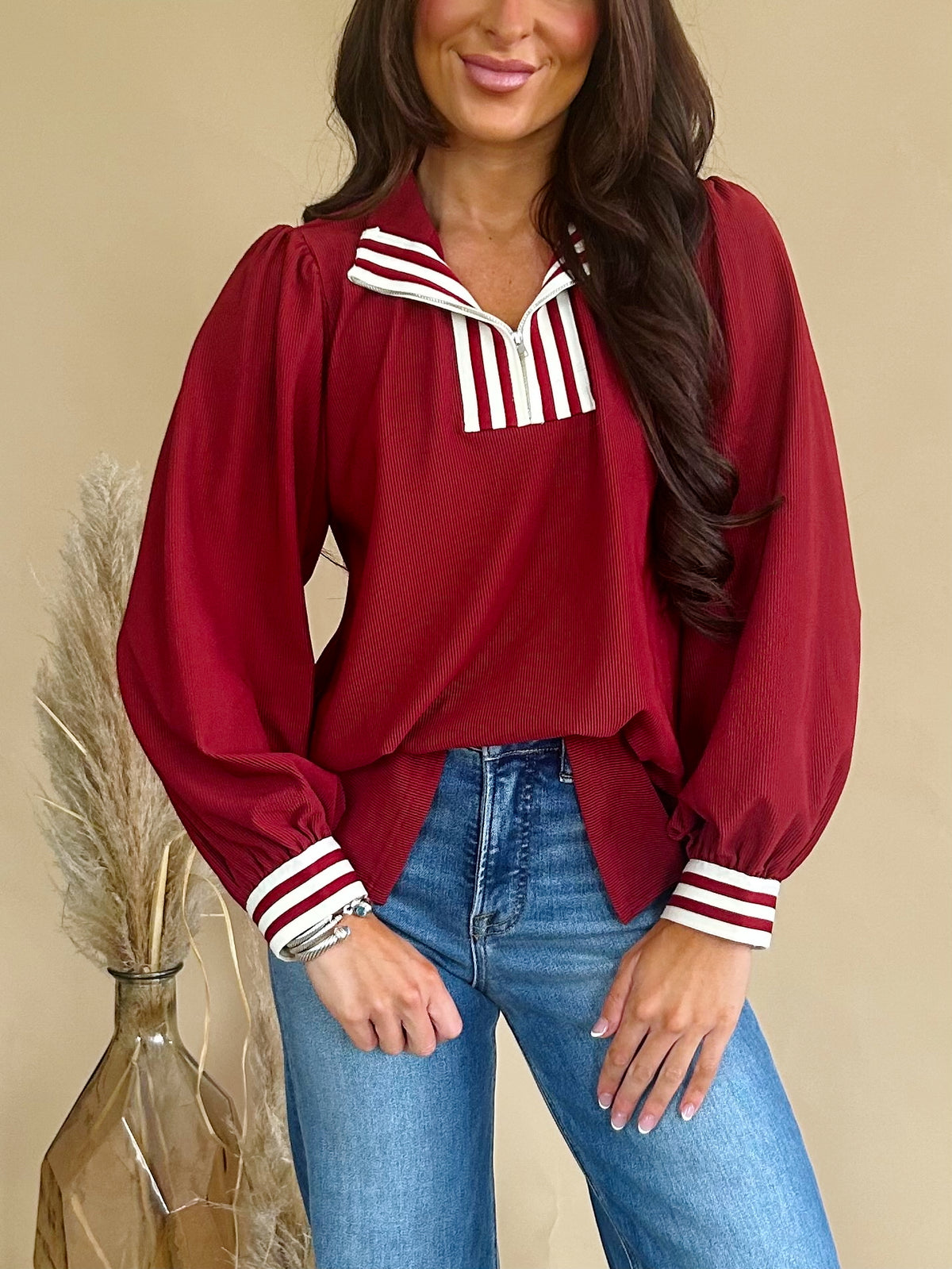 Ansley Top in Burgundy