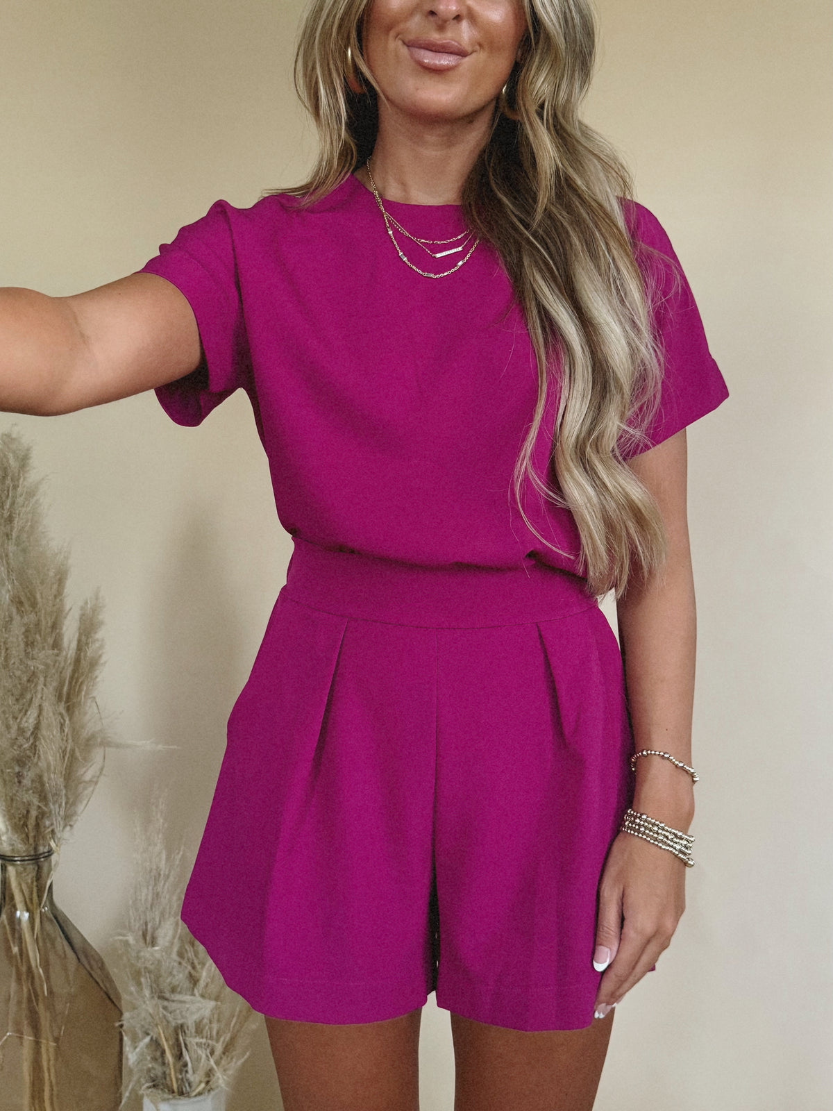 Keyva Two Piece Set in Magenta
