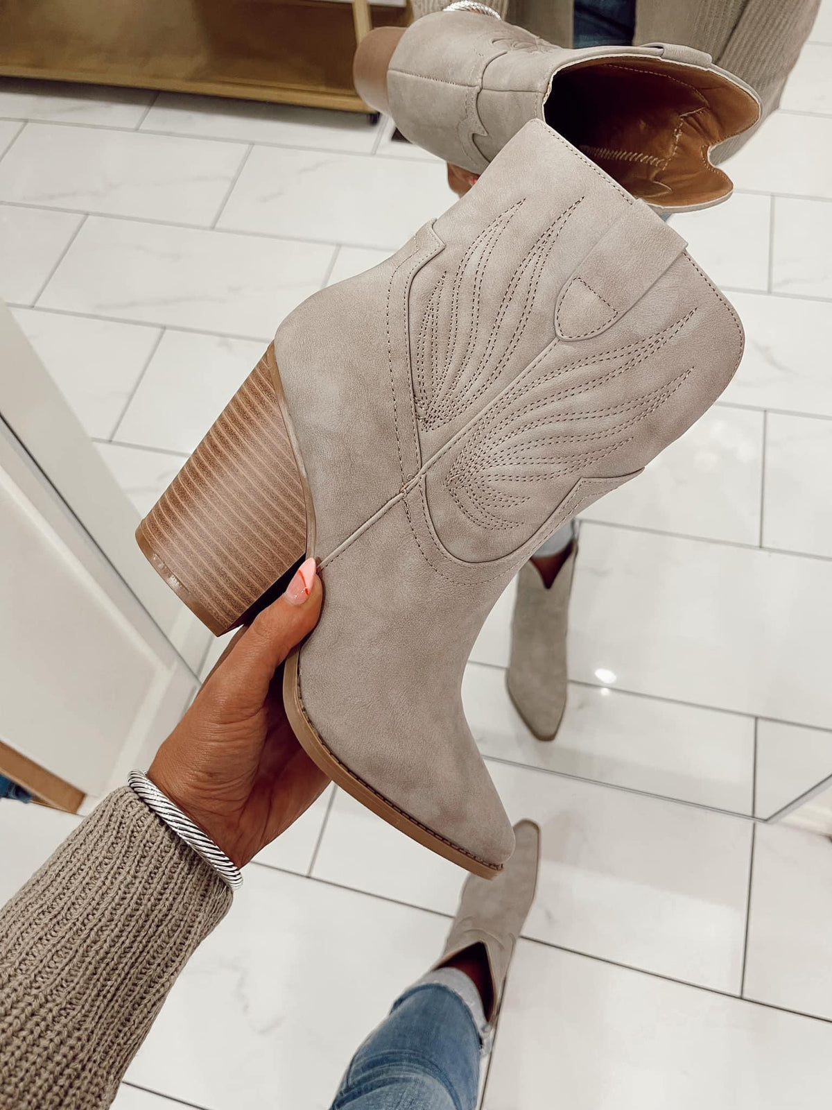 Slay Booties in Taupe