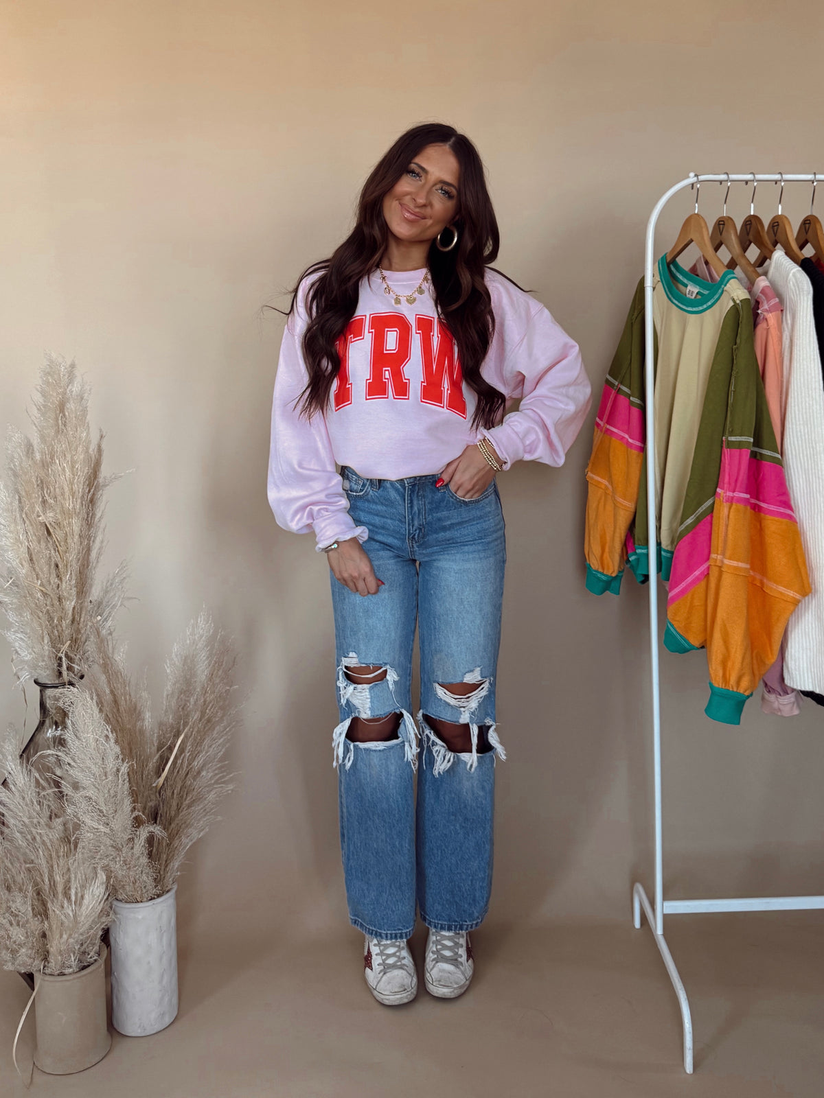 TRW Puff Logo Sweatshirt in Pink