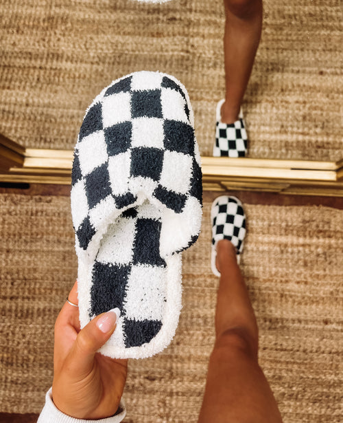 Checkered Black Cozy Slippers