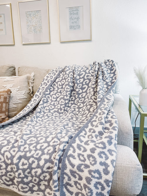 Leopard Print Blanket in Blue