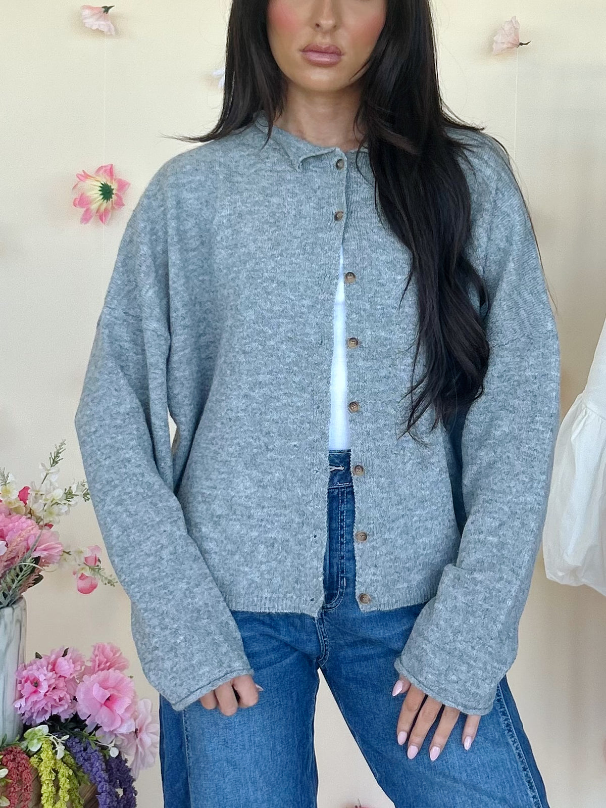 Ash Cardigan in Heather Grey