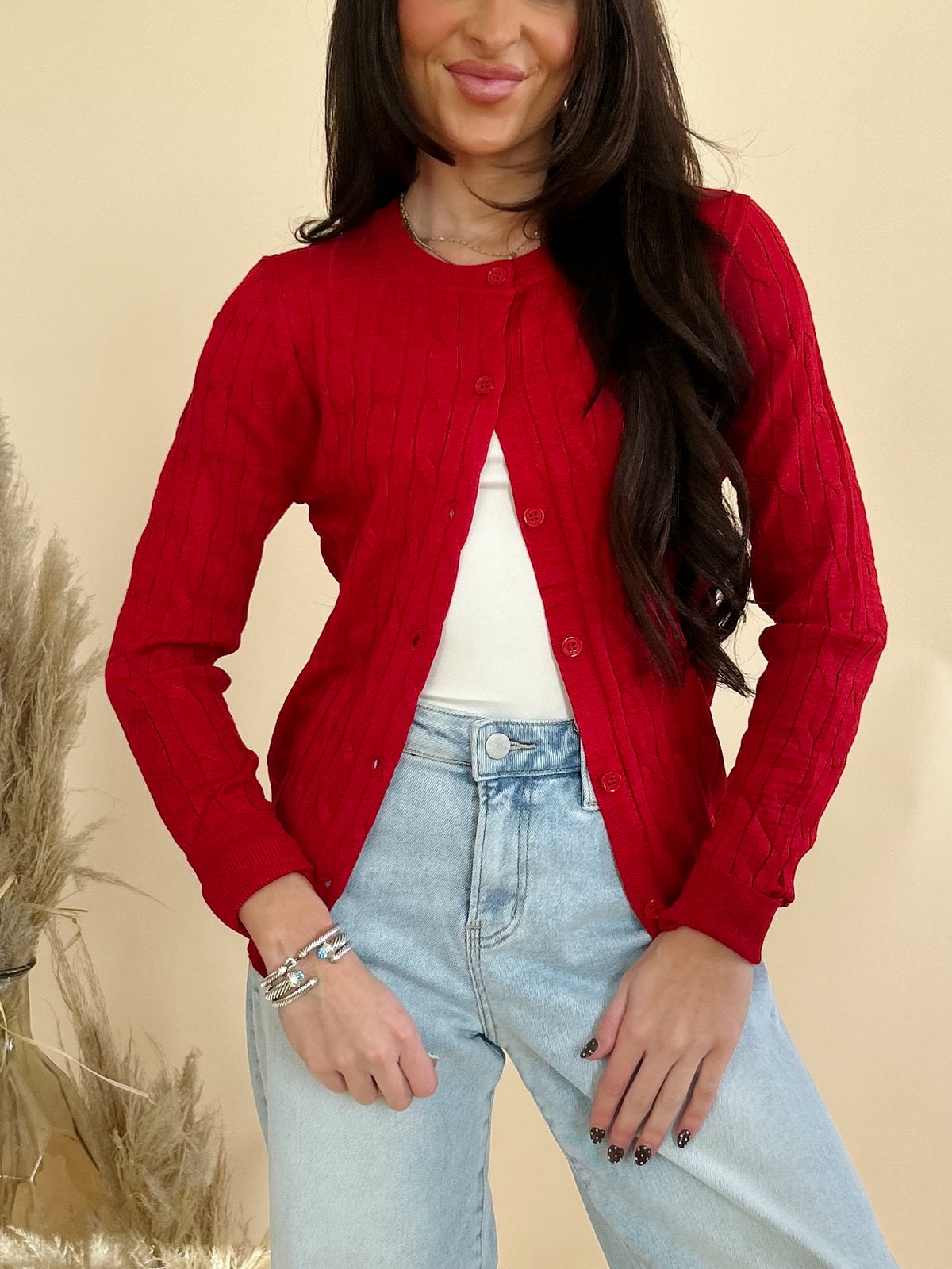 Heather Cardigan in Red