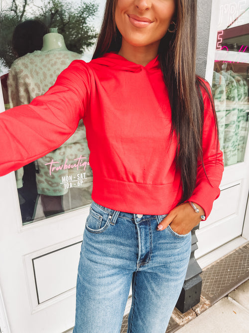 Cora Hooded Top in Red