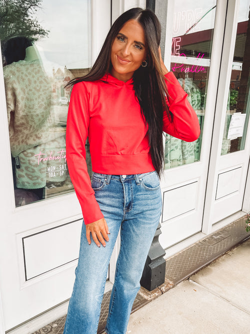Cora Hooded Top in Red