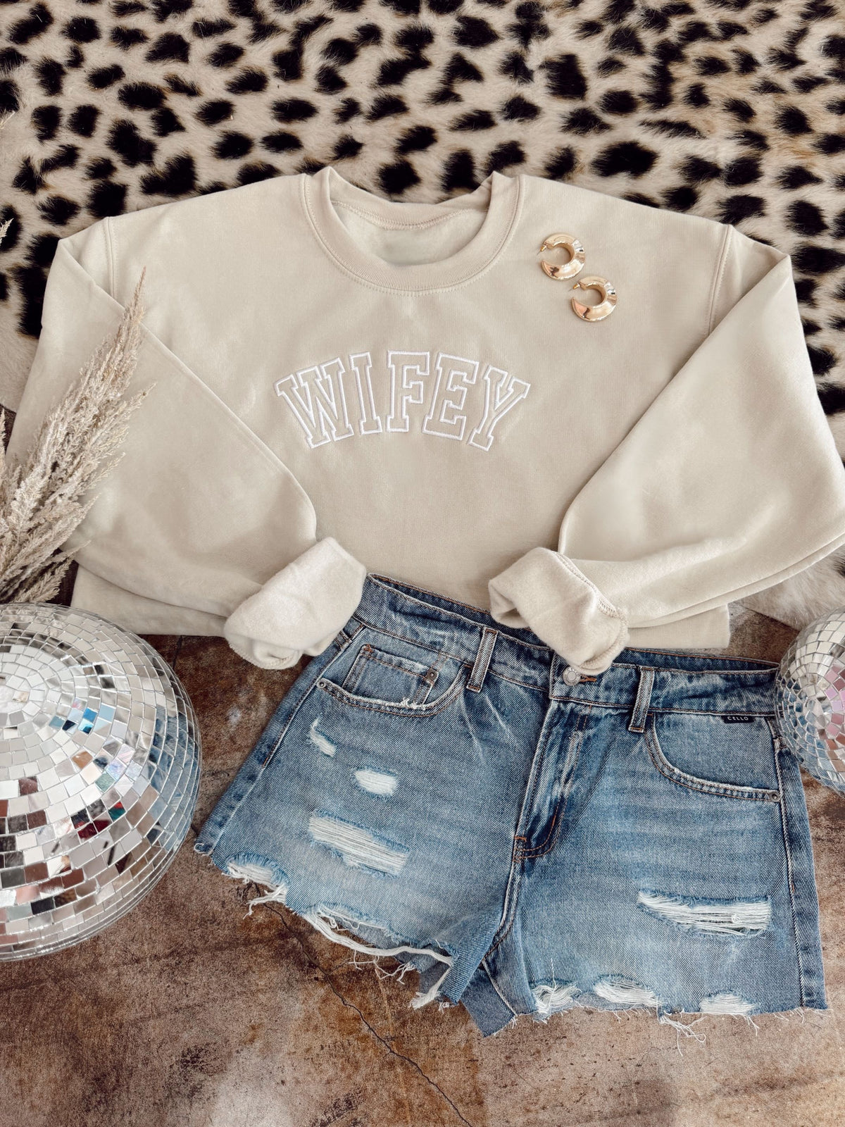 Wifey Embroidered Sweatshirt