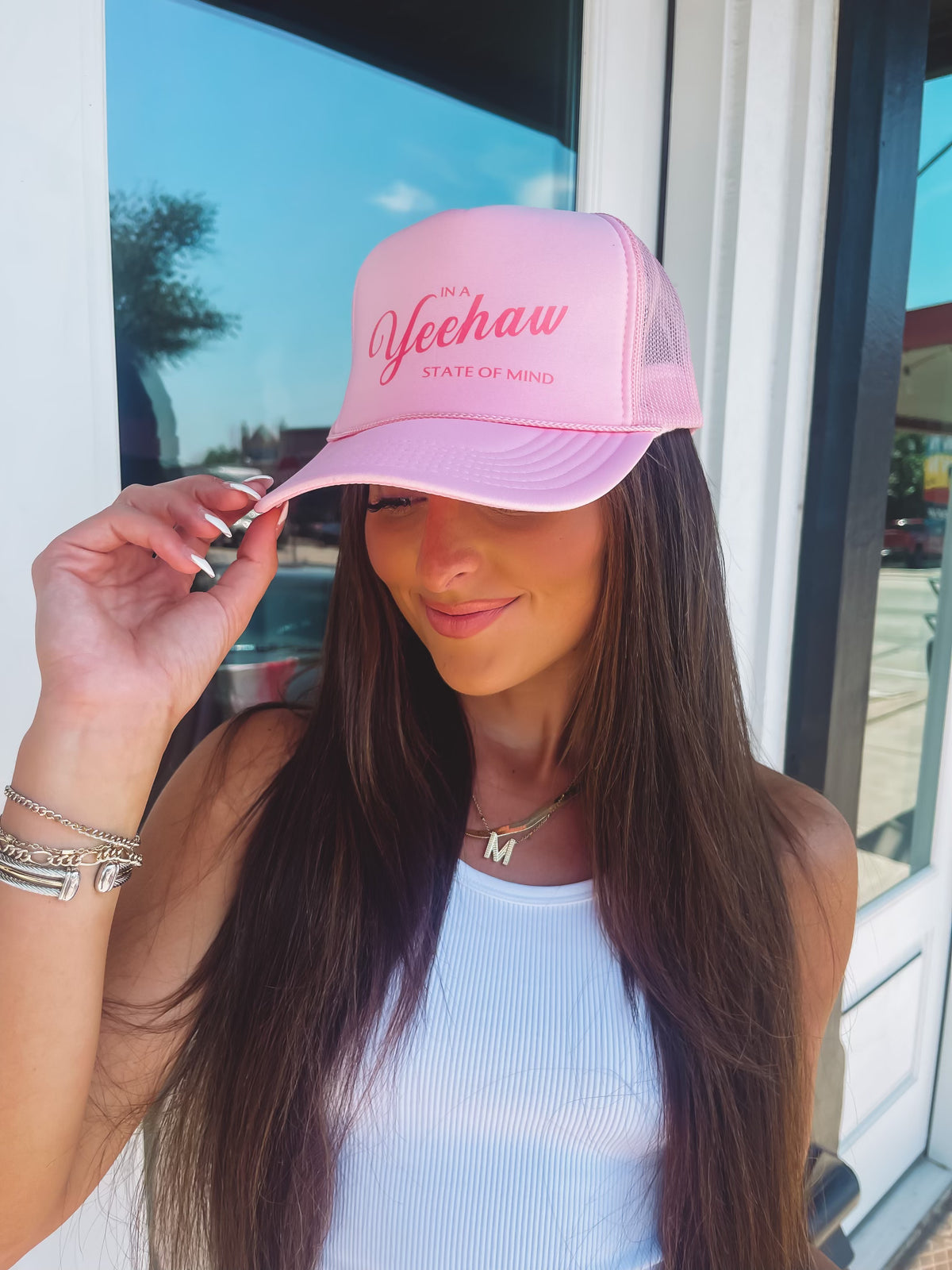 YeeHaw State Trucker Hat in Pink