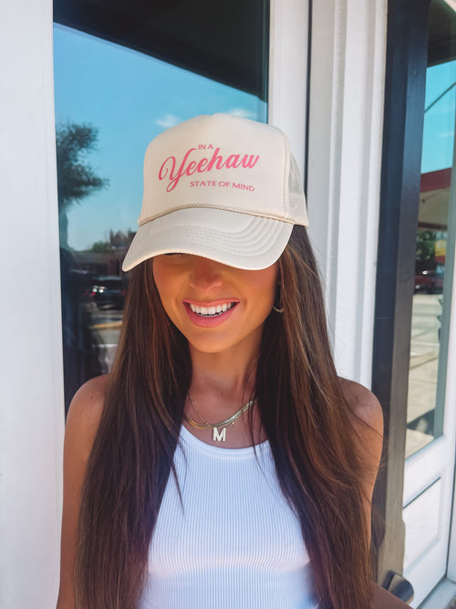 YeeHaw State Trucker Hat in Tan