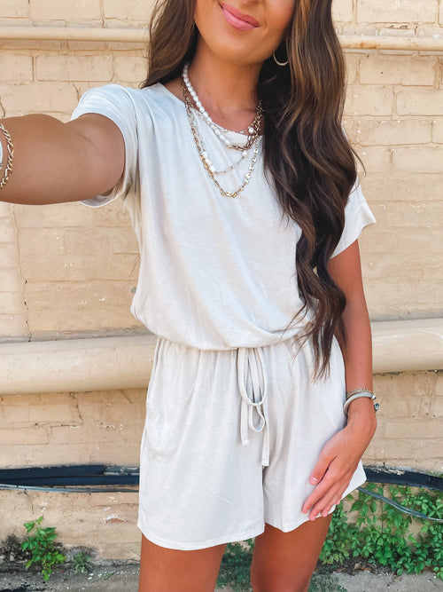 Bristen Romper in Sand Beige
