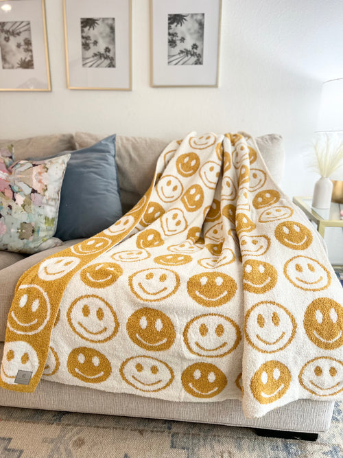 Smiley Face Blanket in Yellow
