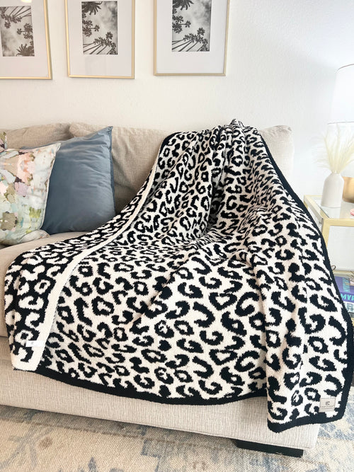 Leopard Print Blanket in Black/White