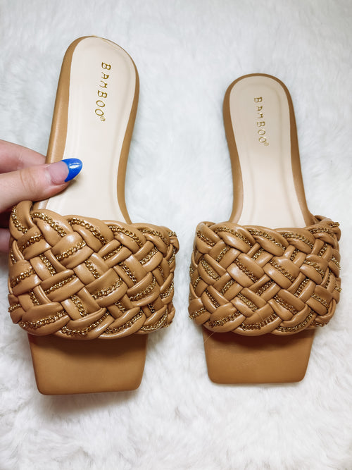 Block Sandals in Tan